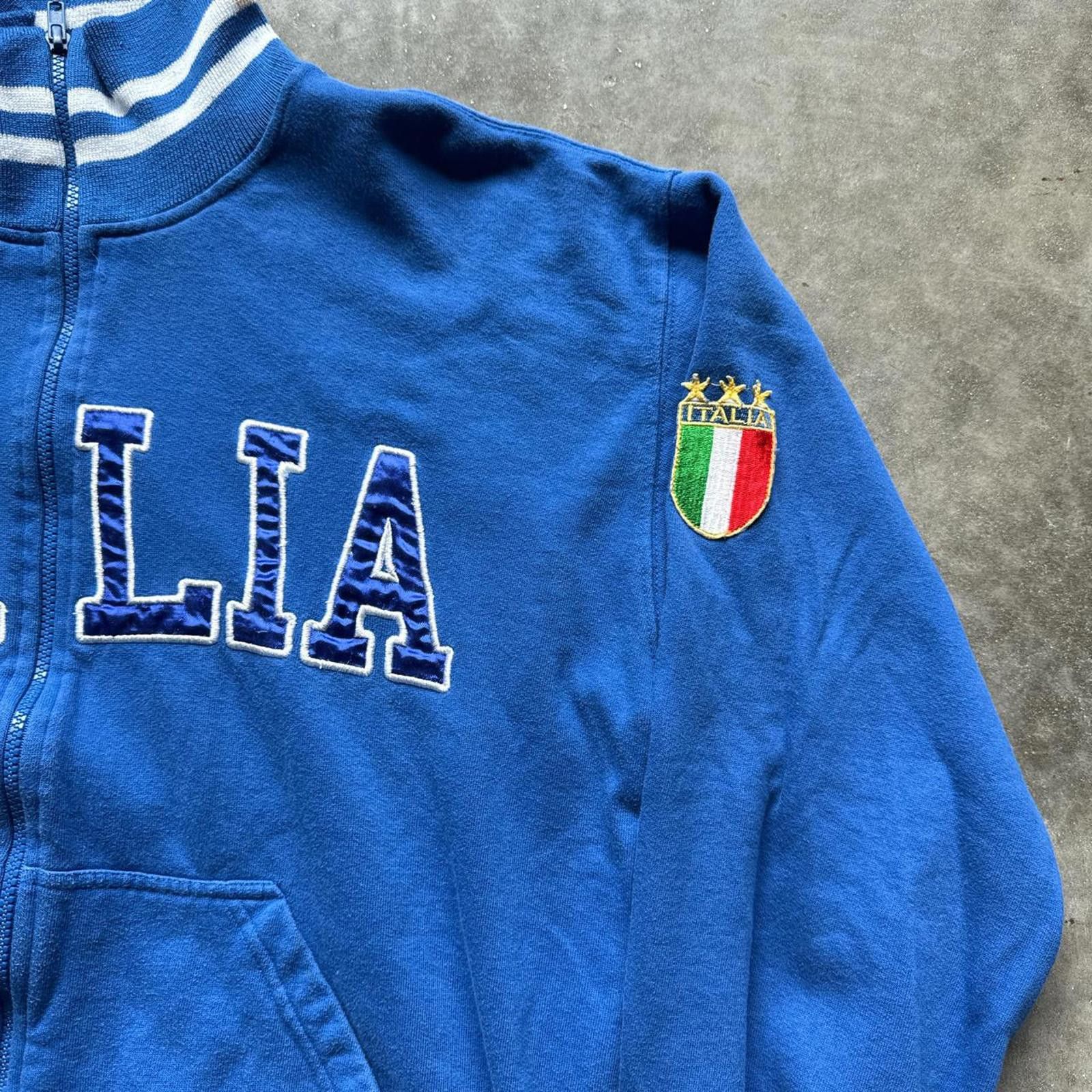 Other Stylish Italia Blue Zip Up Jacket With Embroidered Details Size US L / EU 52-54 / 3 - 6 Thumbnail