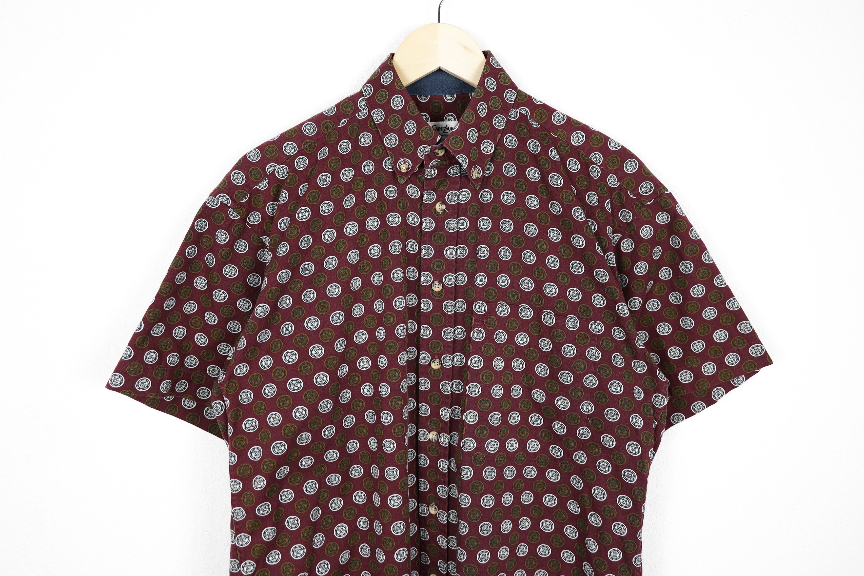 Vintage × Yves Saint Laurent Vintage Yves Saint Laurent YSL Logo Pocket Abstract Shirt Size US M / EU 48-50 / 2 - 2 Thumbnail