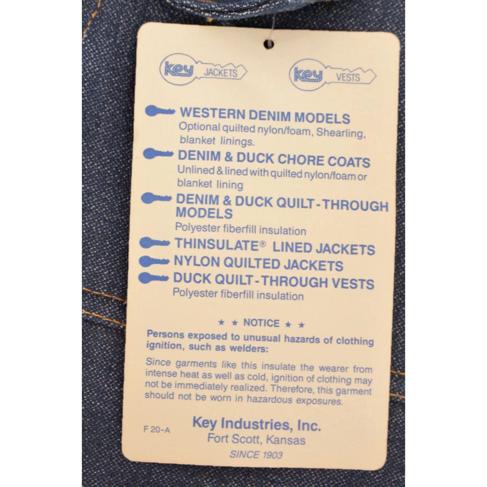 Vintage VTG Key Denim Jacket Shirt Mens 1970s 34 R Small Blue Vintage 70s Jeans Jacket Denim Jacket Size US 34 / EU 50 - 5 Thumbnail