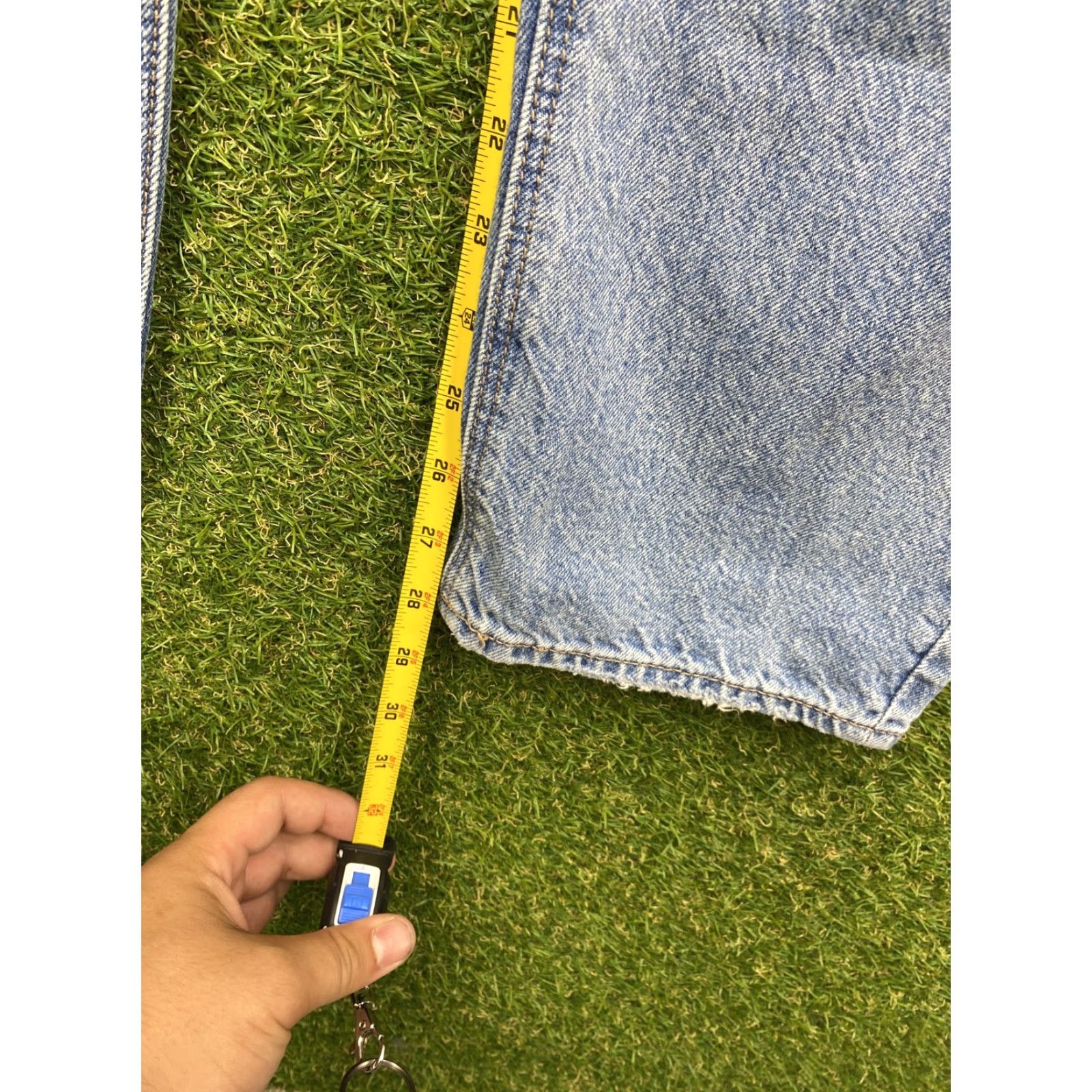 Vintage American Eagle Jeans Highest Rise Womens 4 Short Distressed Baggy Straight Denim Size 27" / US 4 / IT 40 - 5 Thumbnail