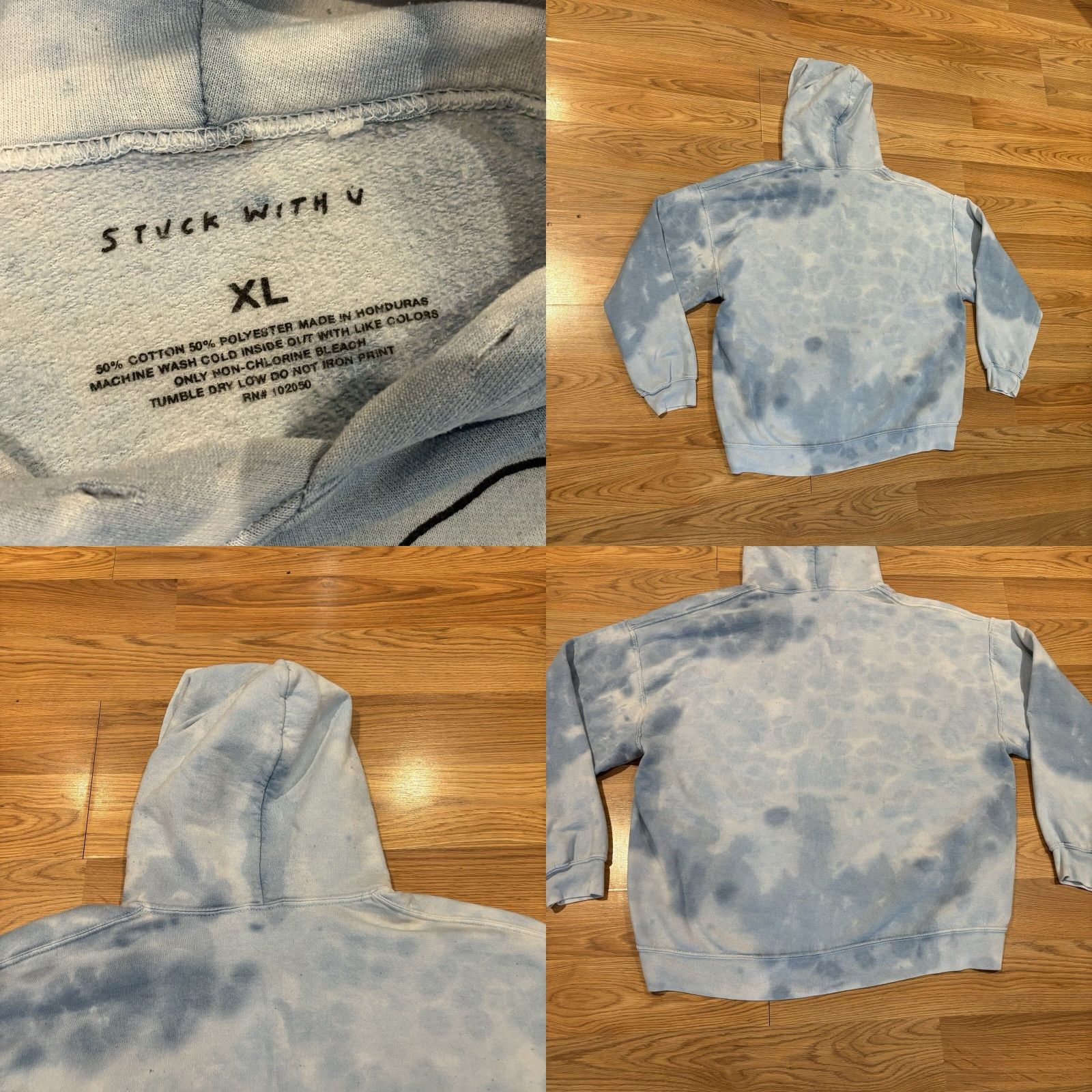 Vintage Stuck With U Hoodie Unisex Adults XL Blue Pullover Graphic Print Hooded Sweatshirt Size US XL / EU 56 / 4 - 8 Thumbnail