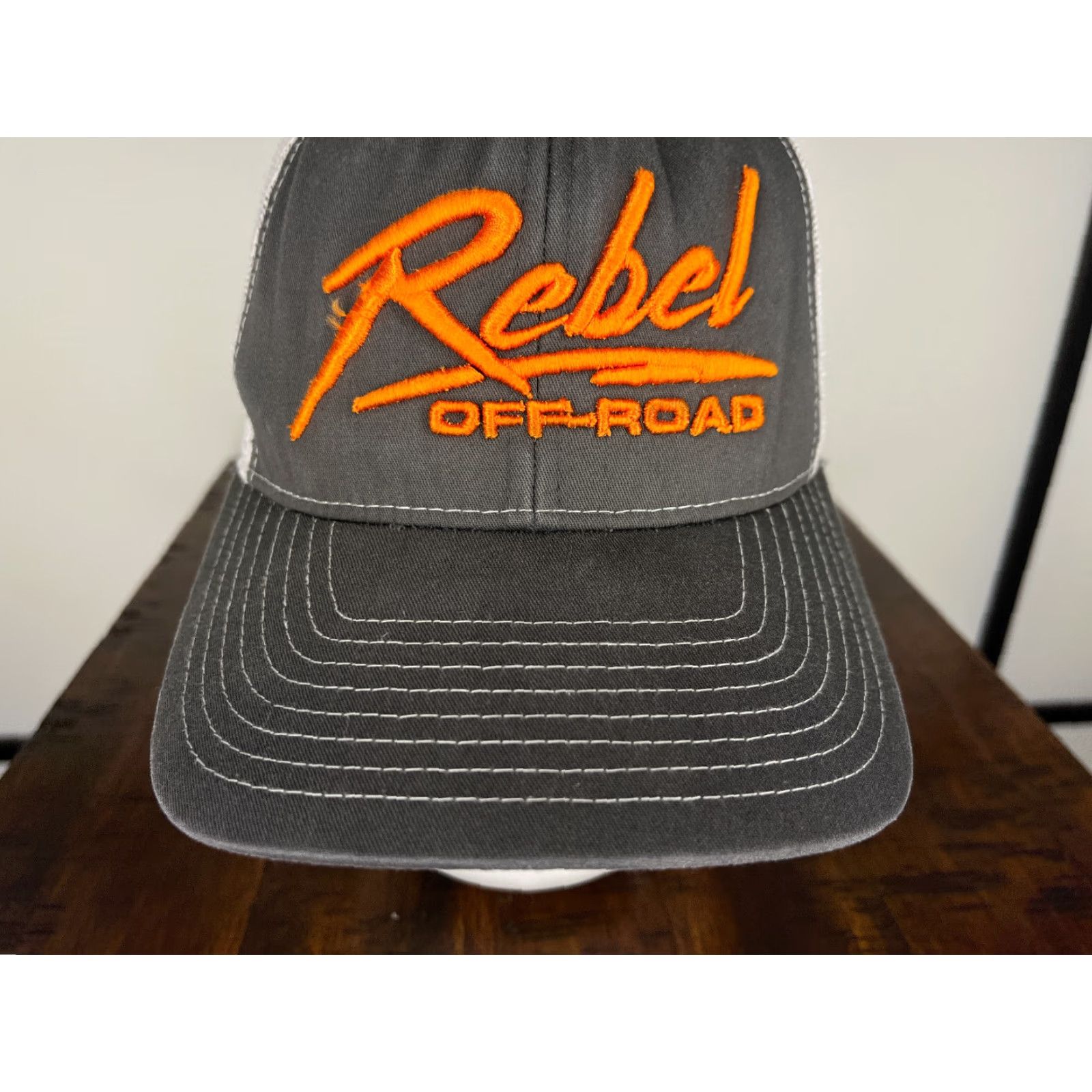 Vintage Richardson Rebel Off Road Hat Cap Trucker Adult One Size Gray White Cotton Blend Adjustable Men’s Hat Size ONE SIZE - 3 Thumbnail