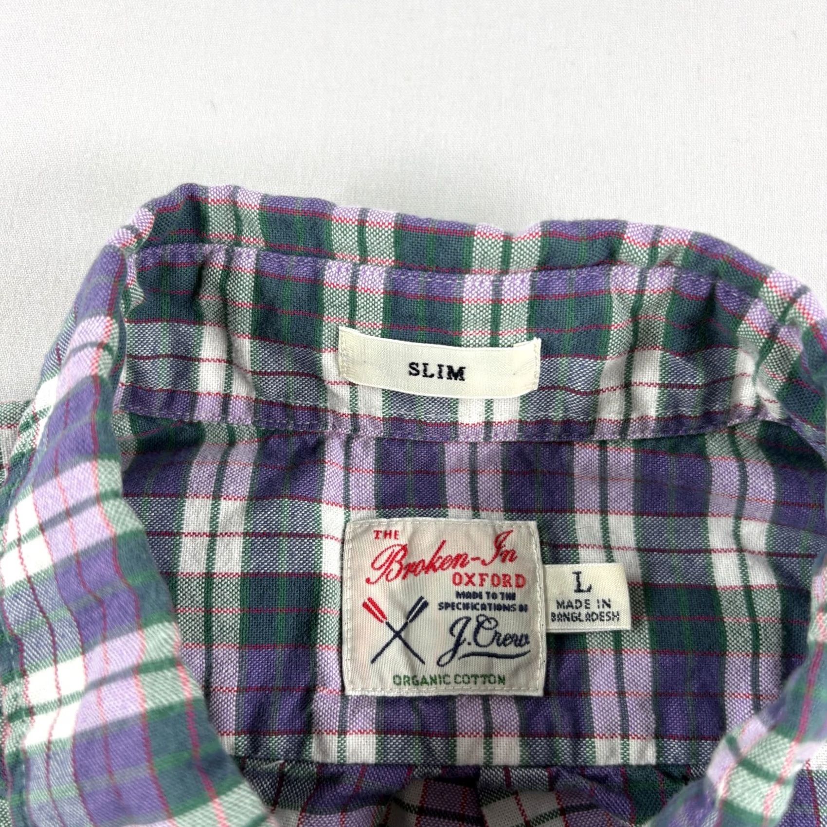 J.Crew J.CREW Shirt Mens L Purple Plaid Oxford Button-Up Slim Fit Preppy Size US L / EU 52-54 / 3 - 3 Thumbnail