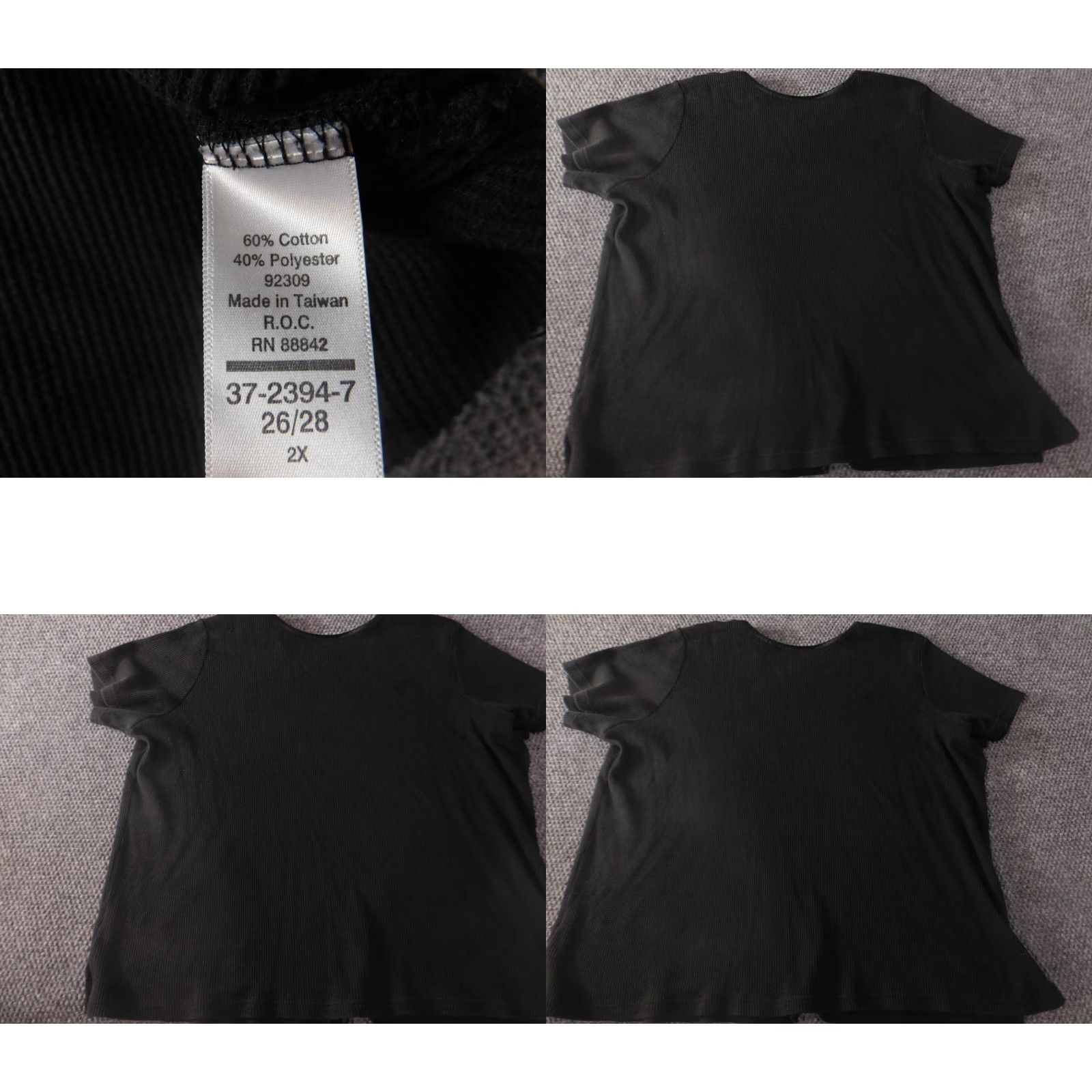 Vintage Woman Within Blouse 2X Black Crewneck Pullover Stretch Short Sleeve Casual Size XXL / US 16-18 / IT 52-54 - 8 Thumbnail