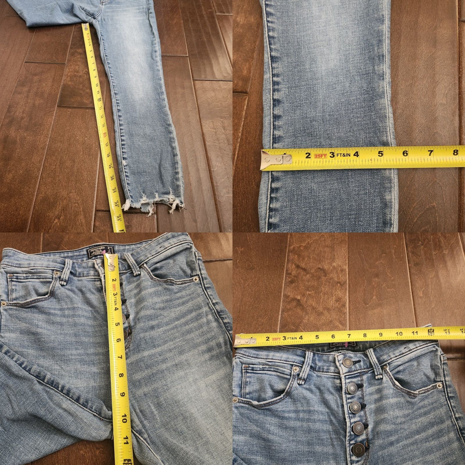 Abercrombie & Fitch Abercrombie & Fitch Jeans Womens 27 Slim Ankle Frayed Hem Blue Denim/Cotton Blend Zip Button Regular Size Type XS? Size 27" / US 4 / IT 40 - 8 Thumbnail