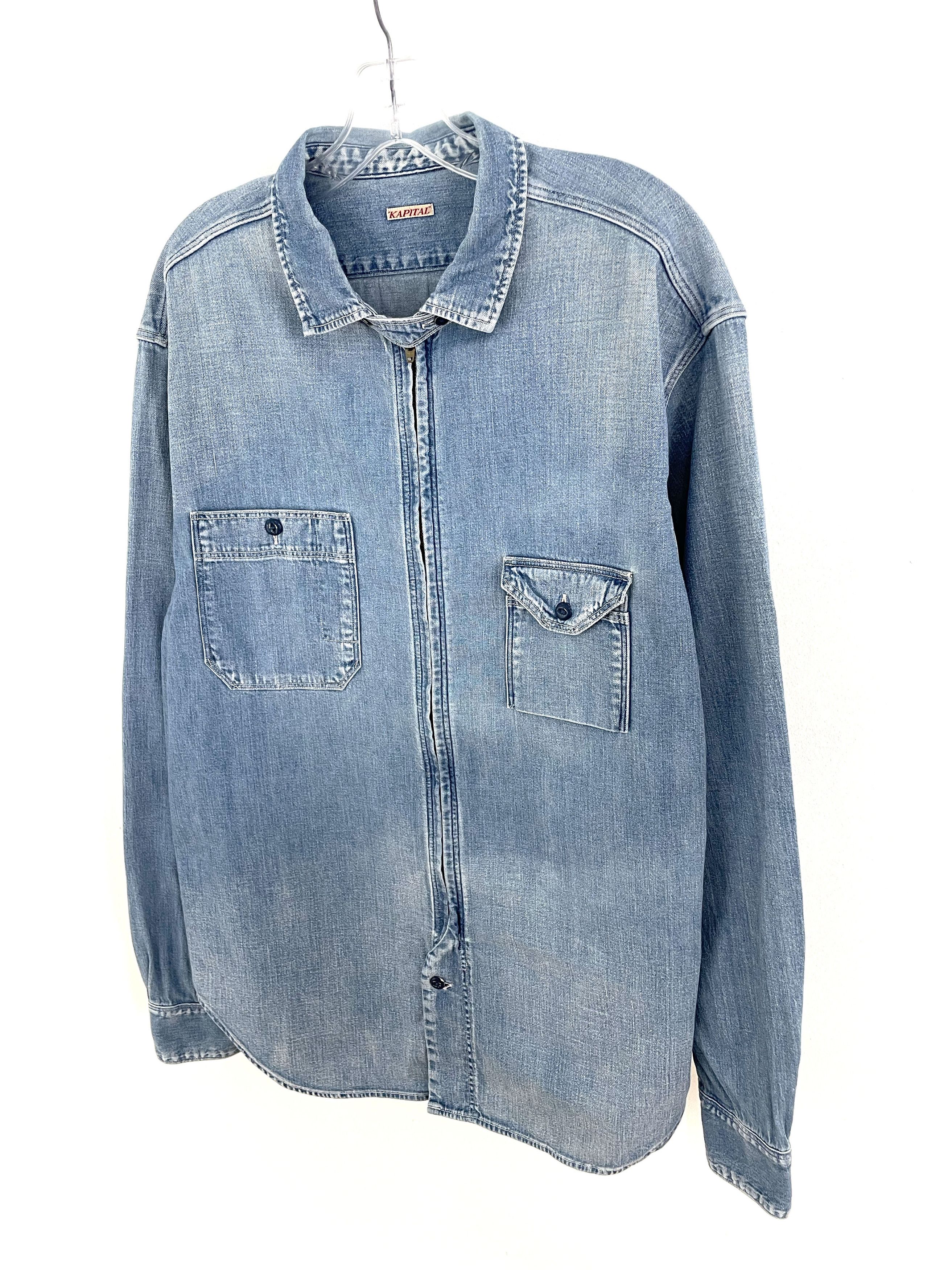 Kapital Zip Denim Shirt Size US XL / EU 56 / 4 - 2 Thumbnail