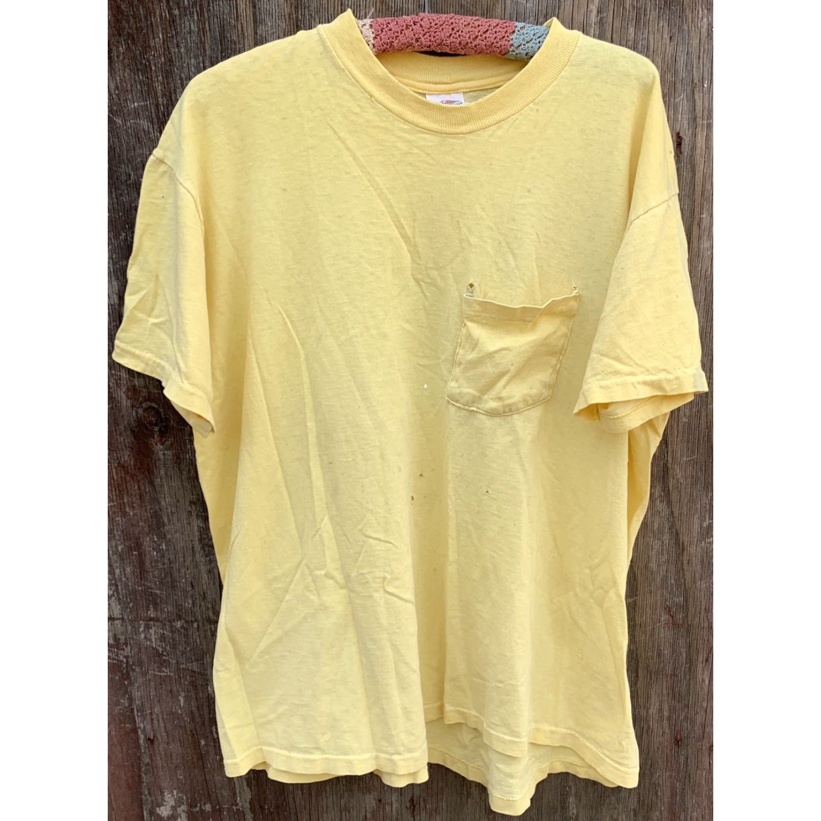 Vintage VINTAGE Stedman Graphic T-Shirt Pocket Tee USA Charles Rocketdyne Yellow XL Mens Size US XL / EU 56 / 4 - 6 Thumbnail