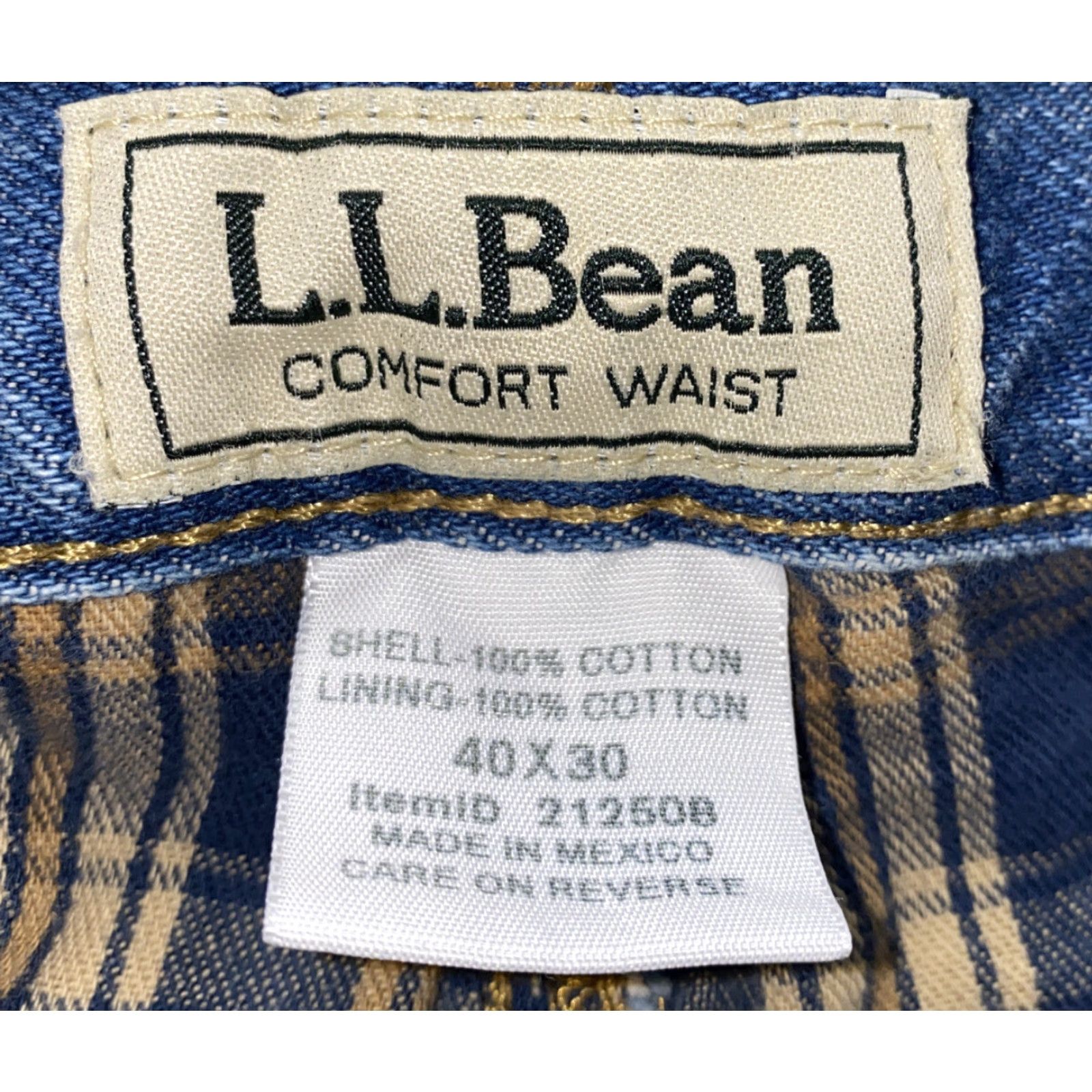 Vintage LL Bean Jeans Mens 40 x 30 Denim Blue Plaid Lined Regular Cotton Mens Size US 40 / EU 56 - 6 Thumbnail