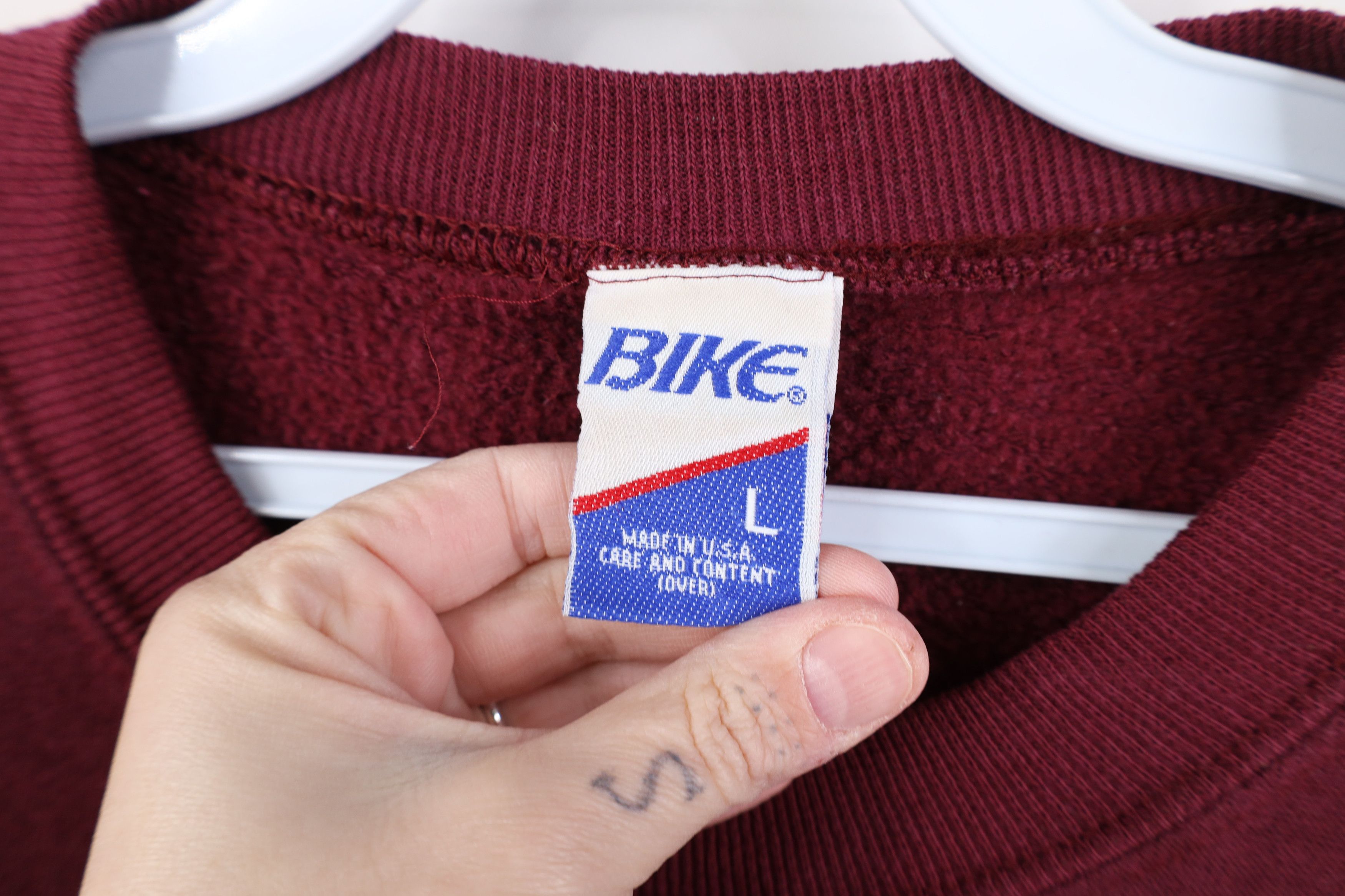 Vintage Vintage 90s Bike Blank Crewneck Sweatshirt Burgundy Red USA Size US L / EU 52-54 / 3 - 5 Thumbnail