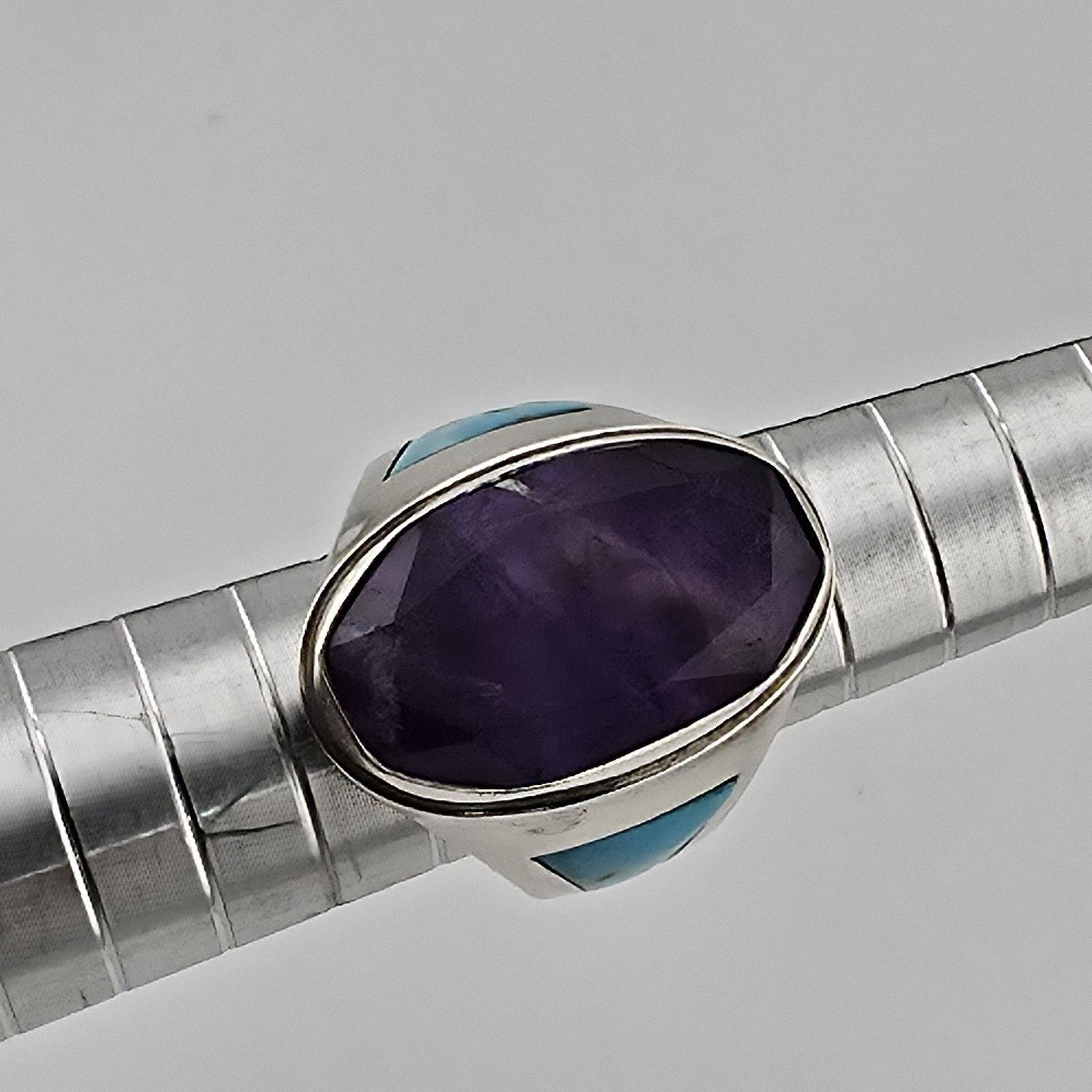 Other Sterling Silver Amethyst Turquoise Ring Size 4.5 Southwest Size ONE SIZE - 8 Thumbnail