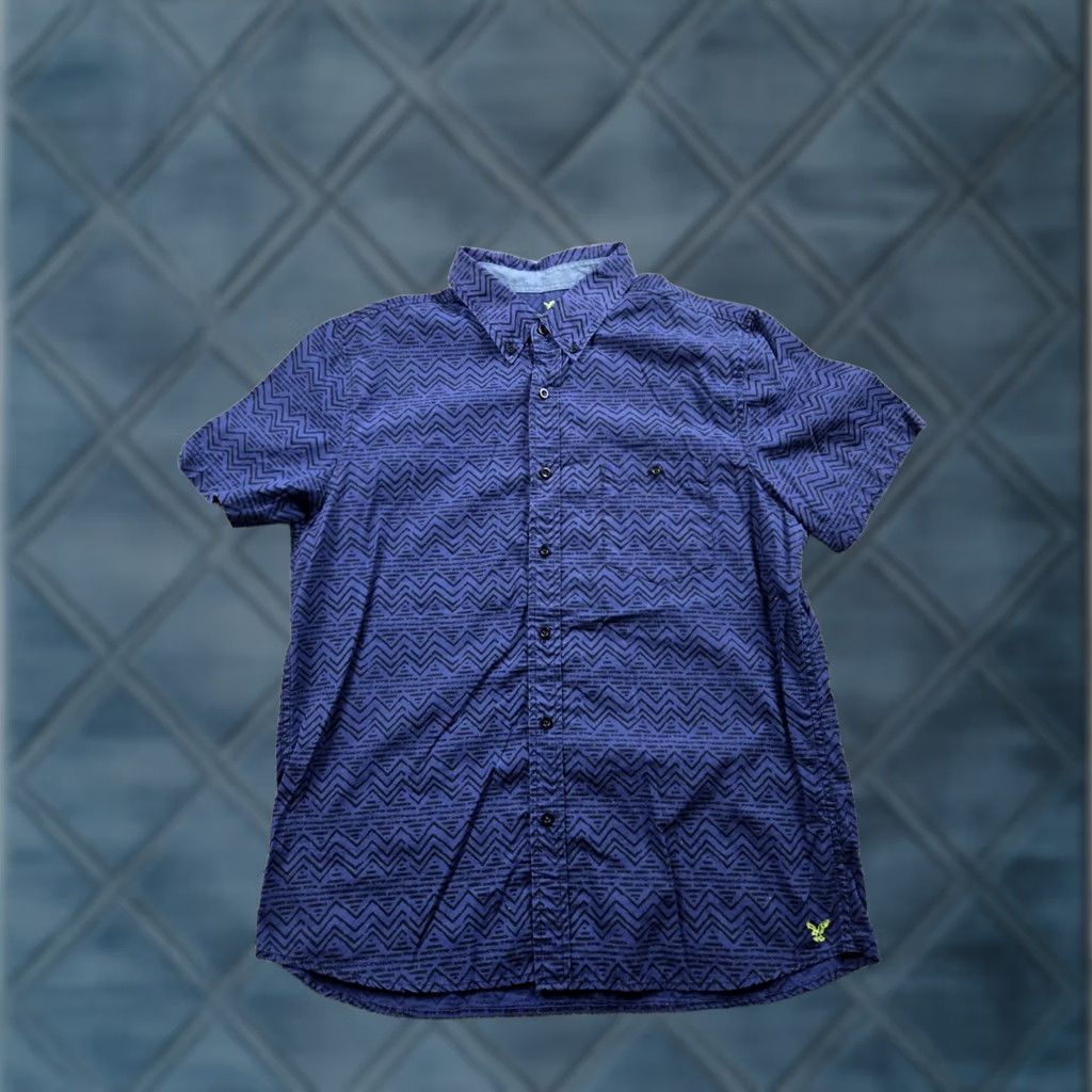 American Eagle Outfitters American Eagle Outfitters Shirt Large Mens Blue Slim Fit Cotton Button Up Geometric Tribal Size US L / EU 52-54 / 3 - 1 Thumbnail