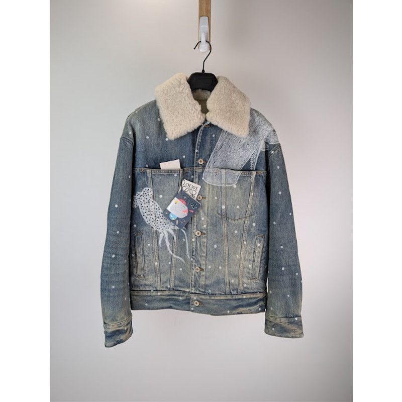 Loewe o1rshd1 Sketch Print Denim Jacket in Mid Blue Size US M / EU 48-50 / 2 - 1 Thumbnail