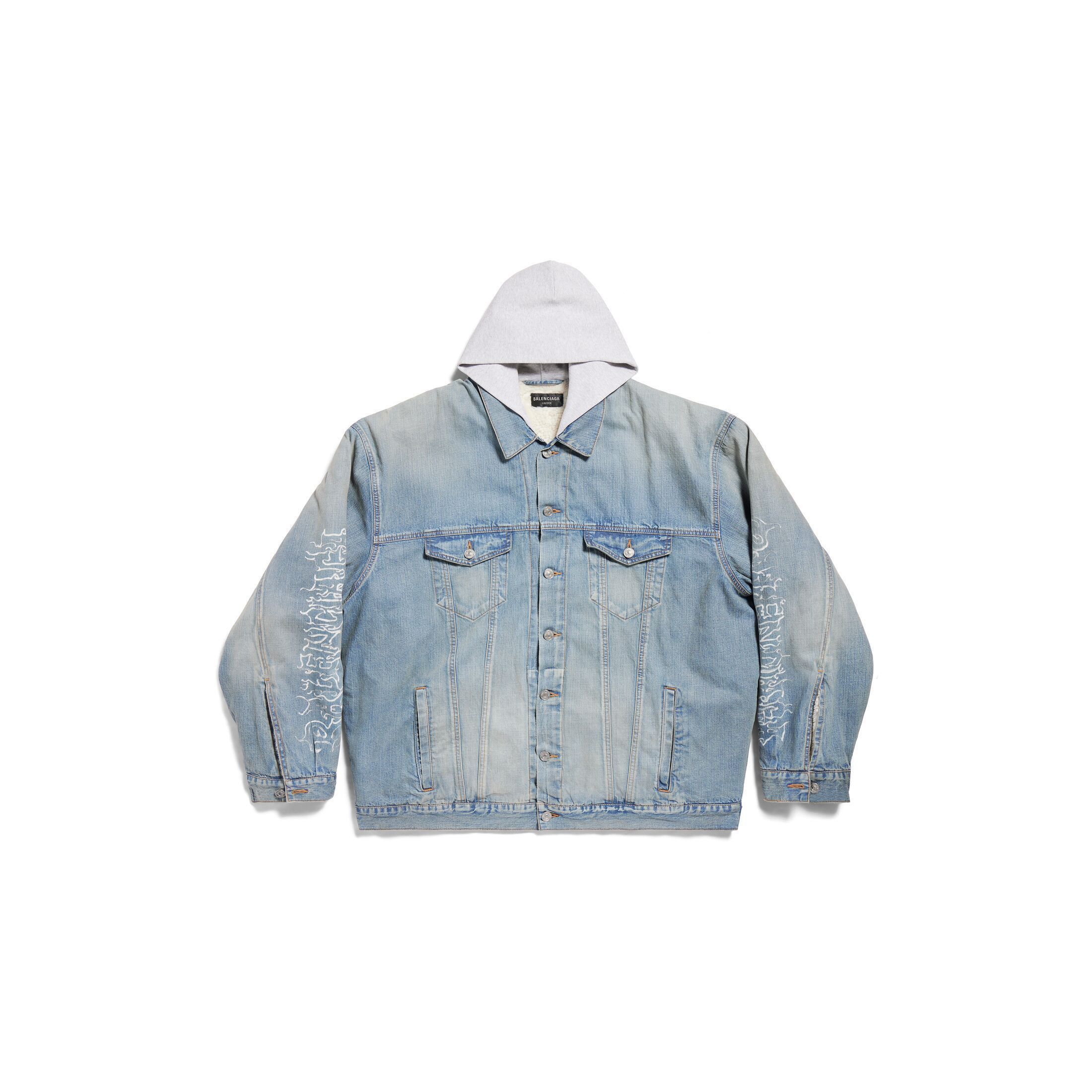 Balenciaga o1s1rm0725 DIY Metal Outline Hooded Jacket in Blue Size US S / EU 44-46 / 1 - 1 Thumbnail