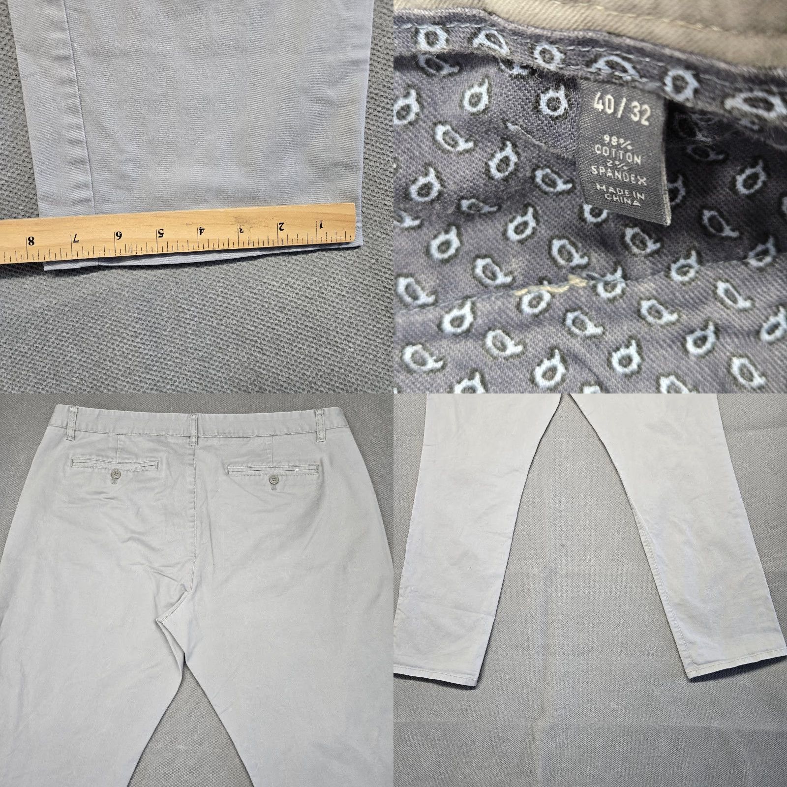 Bonobos Bonobos Pants Mens 40x32 Gray Chino Slim Tapered Cotton Stretch Pockets Flat Front Size US 40 / EU 56 - 9 Thumbnail