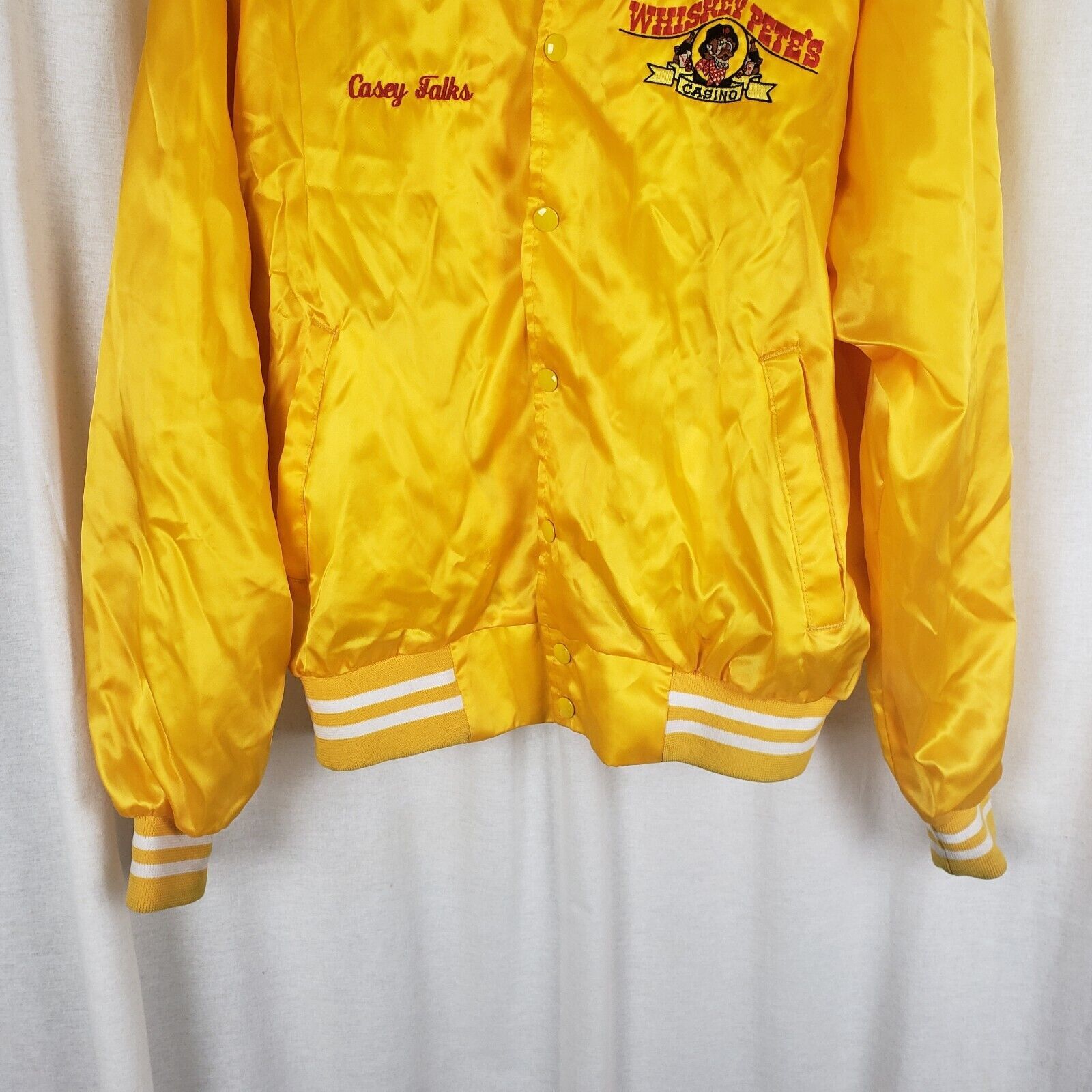 Vintage Vtg Whiskey Pete's Casino Satin Bomber Baseball Jacket 42 44 Size US L / EU 52-54 / 3 - 4 Thumbnail