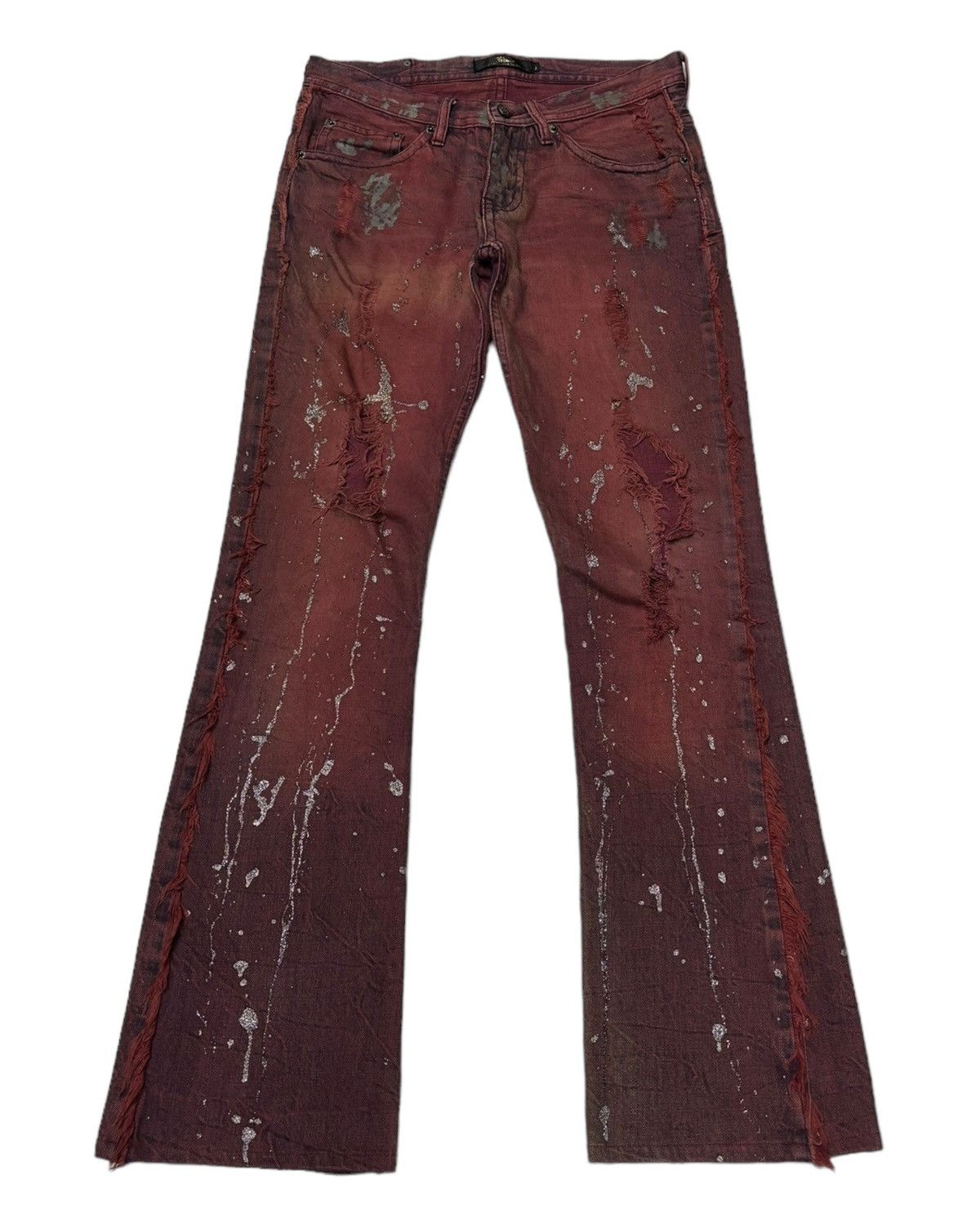 General Research × Issey Miyake × URBAN RESEARCH DOORS RARE🔥MIDAS PUNK FLARE DISTRESS RIPPED DENIM JEANS Size US 29 - 1 Thumbnail
