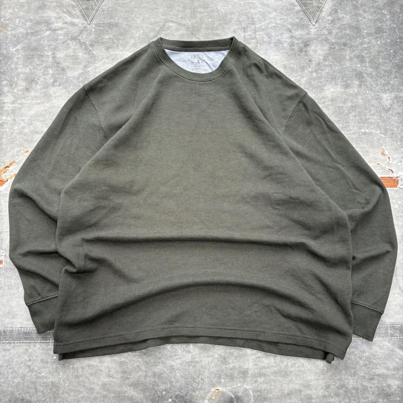 Vintage Vintage Y2K Moss Green Grunge Thermal Waffle Knit Shirt Size US XL / EU 56 / 4 - 1 Thumbnail