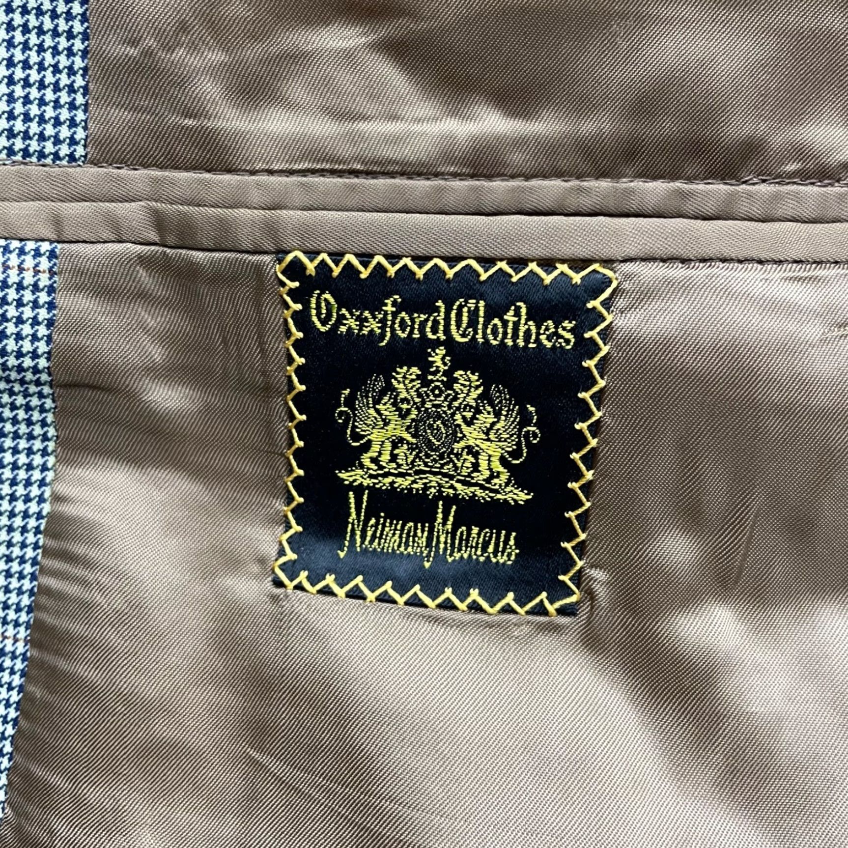 Vintage Oxxford Clothes Men’s Wool 2-Button Blazer Navy/Beige Windowpane Plaid 44R Size 44R - 5 Thumbnail
