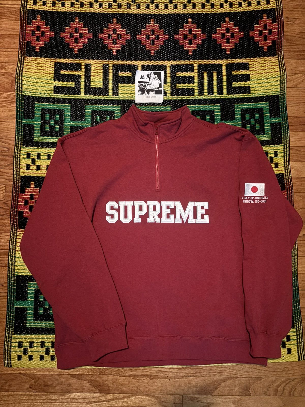 Supreme SS26 Shop Flag Half Zip Pullover Red Japan | Grailed