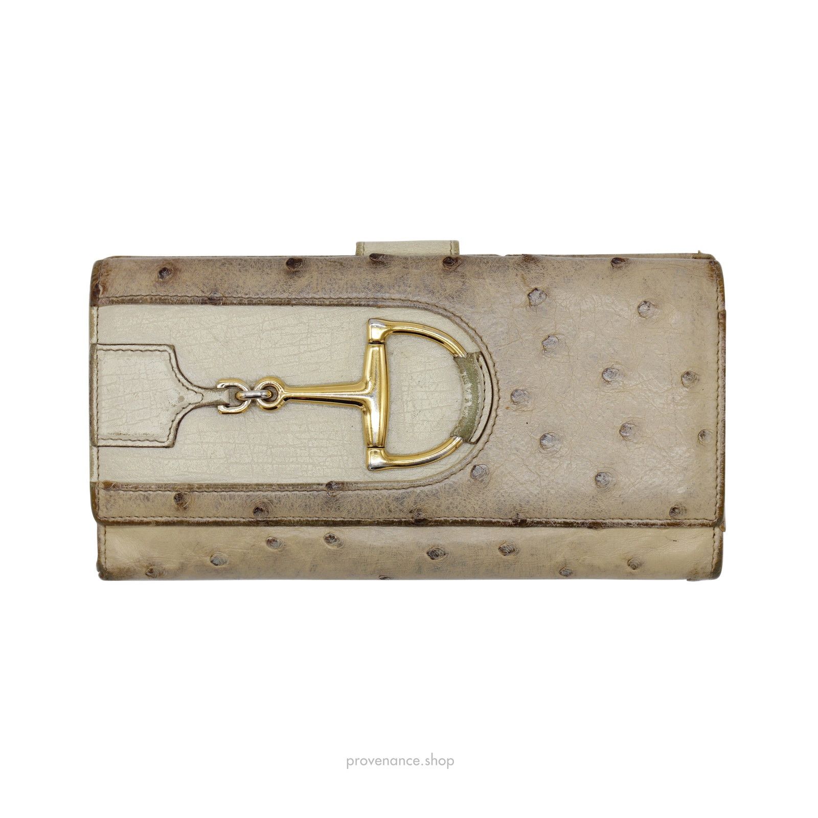 Gucci 🔴 Gucci Horsebit Long Wallet - Ivory Ostrich Leather Size ONE SIZE - 1 Thumbnail