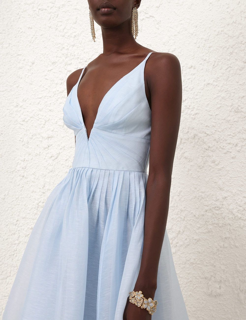 Zimmermann oc11z0226 Illuminate V Neck Midi Dress In Mint Blue Size L / US 10 / IT 46 - 5 Thumbnail