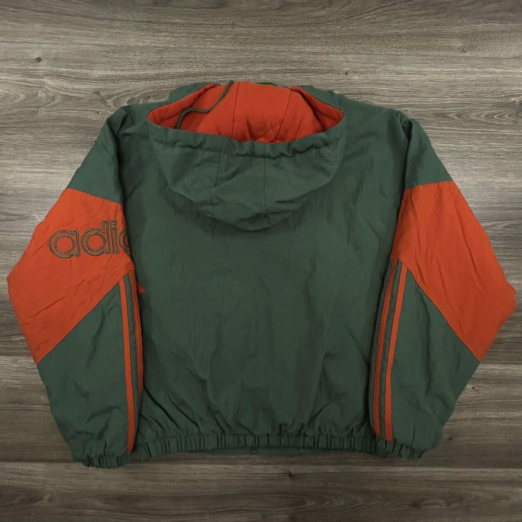 Adidas VINTAGE adidas Jacket Mens M Green Orange Hooded Full Zip Trefoil Lined 80s Size US M / EU 48-50 / 2 - 2 Thumbnail