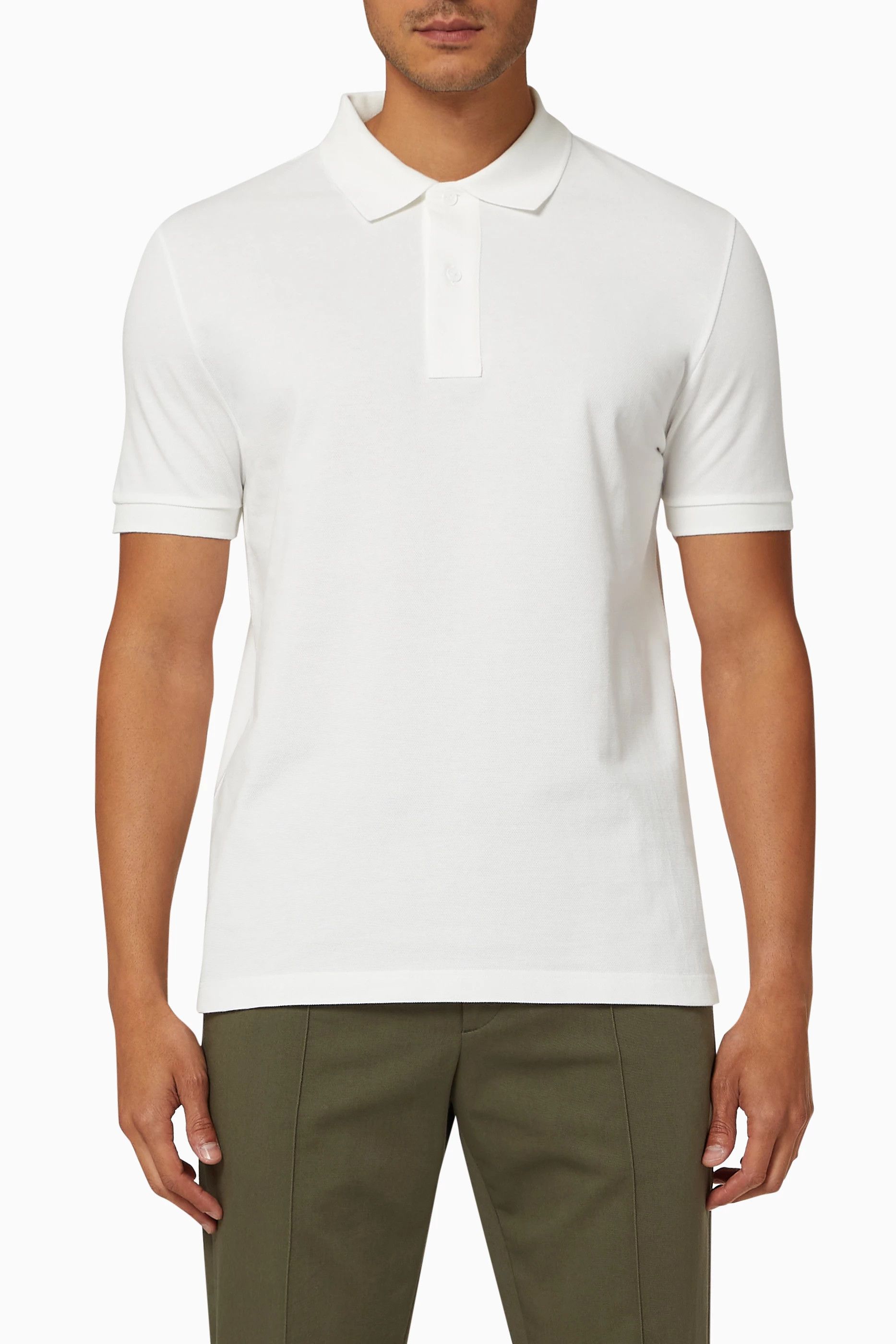 Bottega Veneta Chalk White Cotton Dry Piquet Polo Size US S / EU 44-46 / 1 - 2 Thumbnail