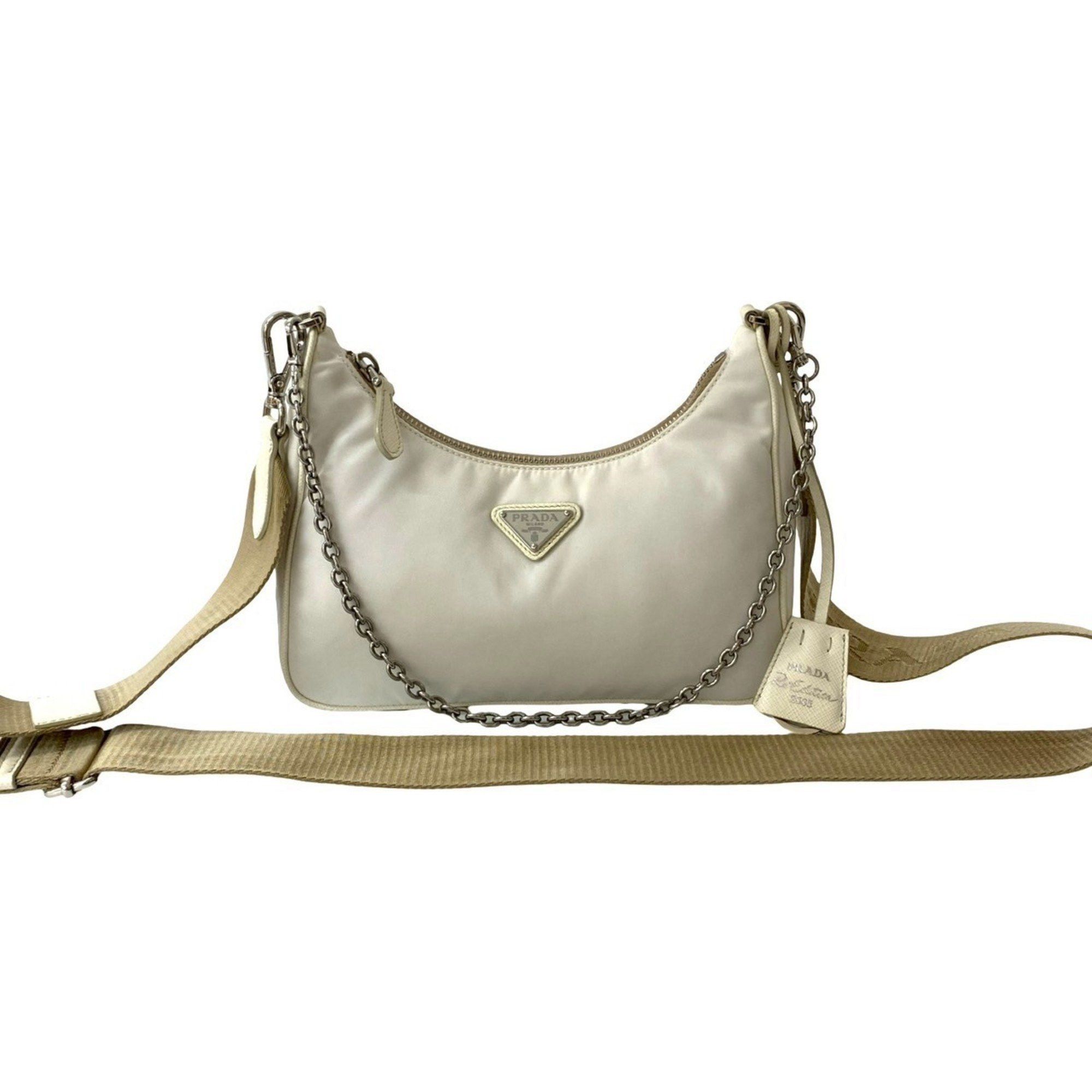 Prada PRADA Re-Edition Triangle Logo Hardware Nylon Saffiano Leather 2-Way Chain Semi-Shoulder Bag/Pochette 19664 Size ONE SIZE - 1 Thumbnail