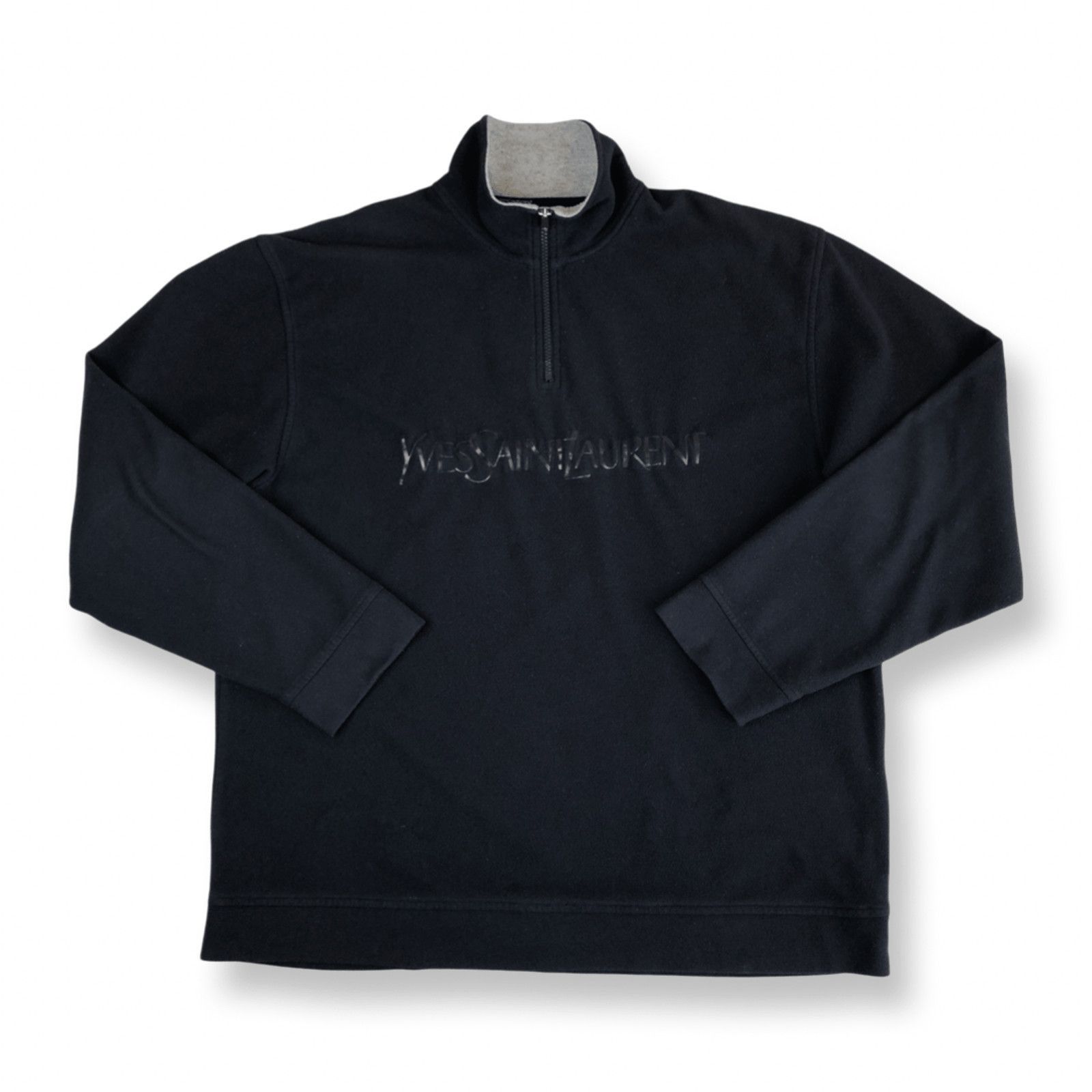 Yves Saint Laurent YSL Fleece Half Zip Yves Saint Laurent Big Logo in Navy Size US XL / EU 56 / 4 - 3 Thumbnail
