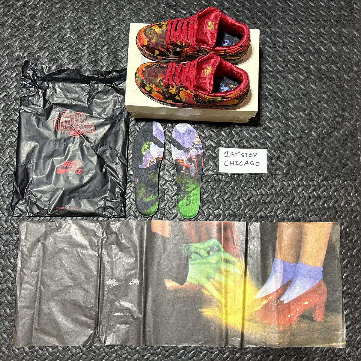 Designer × Nike Nike SB Dunk Low x Wizard of Oz FZ1291-600 Size 10.5 NEW Size US 10.5 / EU 43-44 - 10 Thumbnail