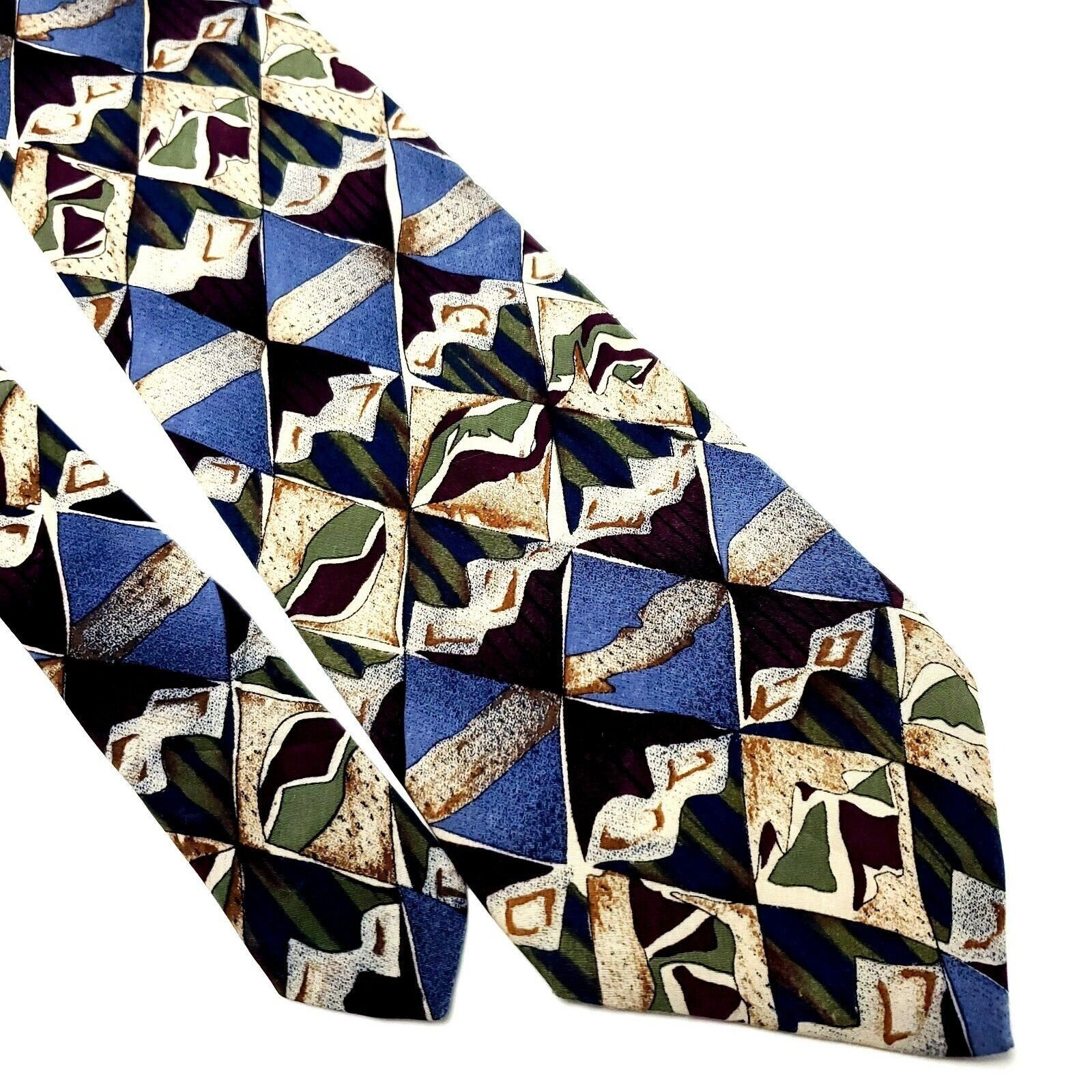 Other Requirements Polyester Tie Blue Abstract Reddish Brown Size ONE SIZE - 1 Thumbnail