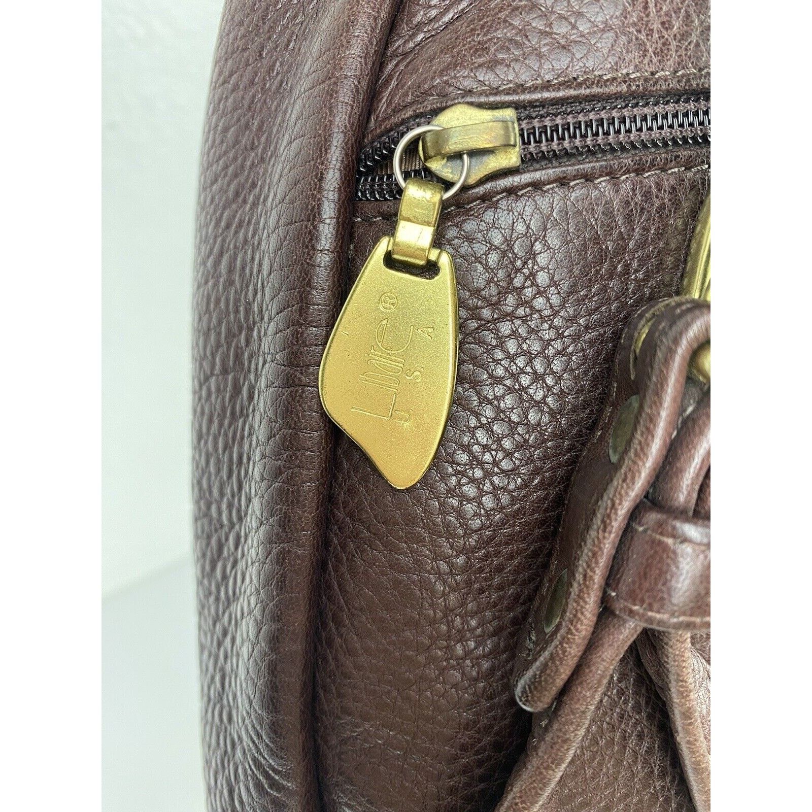 Other VTG LIBAIRE Pebbled Brown Leather Backpack Purse Bag 90's Size ONE SIZE - 5 Thumbnail