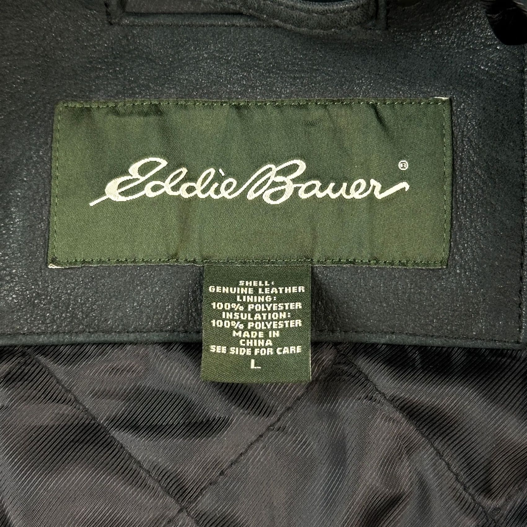 Eddie Bauer VINTAGE Eddie Bauer Jacket Mens Large Dark Gren Charcoal Leather Button Front Size US L / EU 52-54 / 3 - 6 Thumbnail
