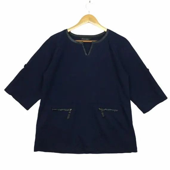 Japanese Brand Vtg FRANCAISE Japan Pure Indigo Dye Tee Shirt Blouse Sweater Size L / US 10 / IT 46 - 1 Thumbnail