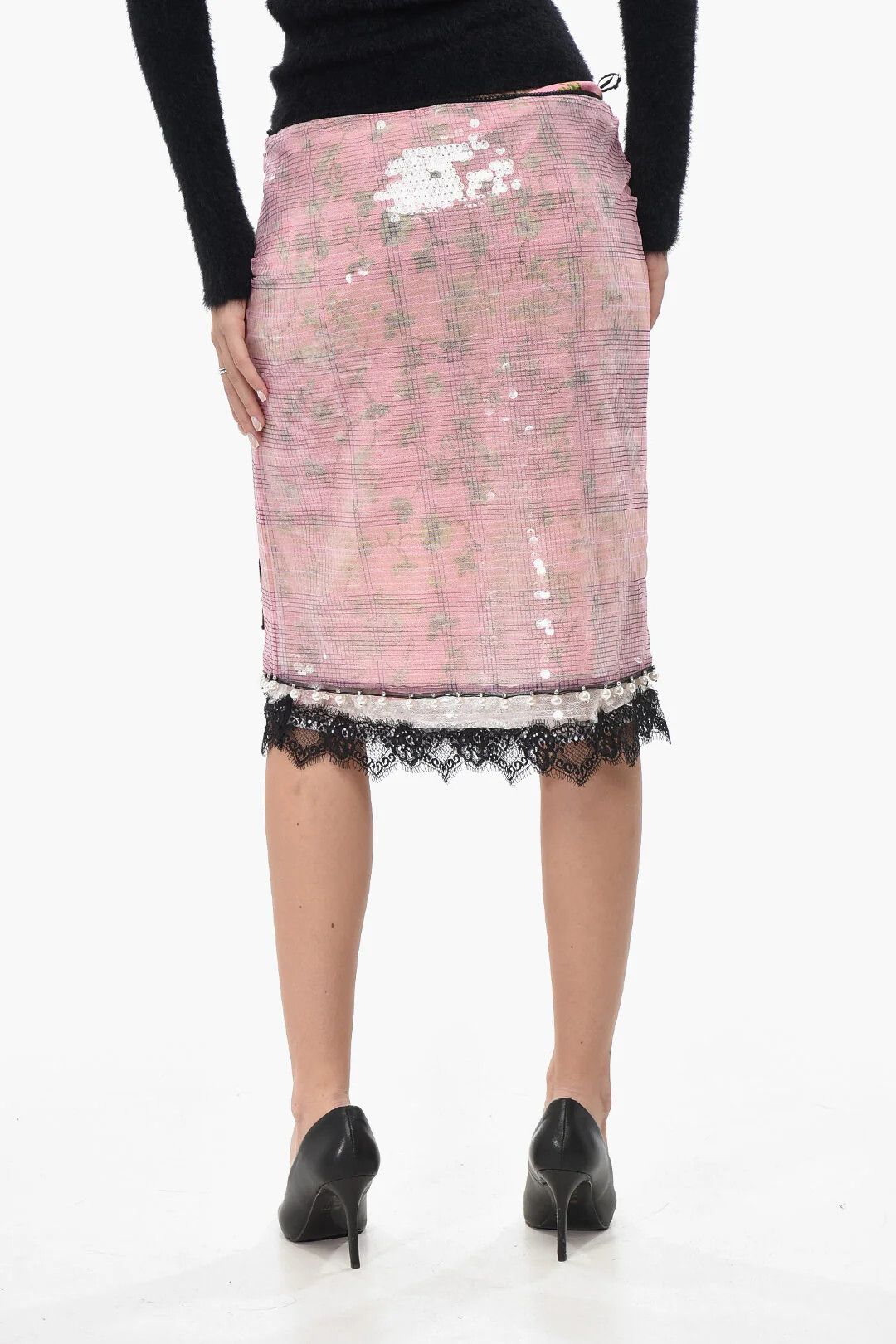 Off-White og1mm0426 Sequined Skirt in Pink Size 26" / US 2 / IT 38 - 2 Thumbnail