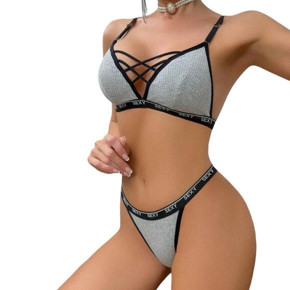 Other Women Letter Tape Bra & Pantie Set Size M / US 6-8 / IT 42-44 - 1 Thumbnail
