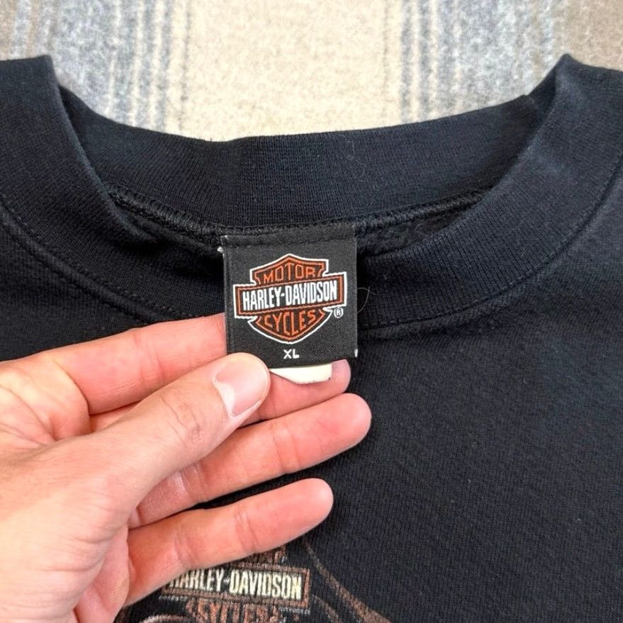 Harley Davidson VINTAGE Harley Davidson Skull Crewneck Sweatshirt Men XL Biker 90s Y2k Sweatshirt Crew Neck Long Sleeve Black Size US XL / EU 56 / 4 - 3 Thumbnail