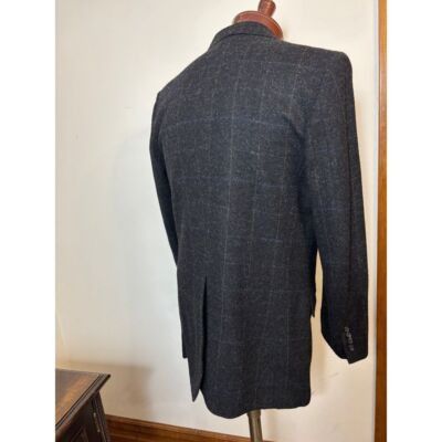 Farah Luxury Charcoal Gray Windowpane Wool Sport Coat Blazer Class Size 40R - 5 Thumbnail
