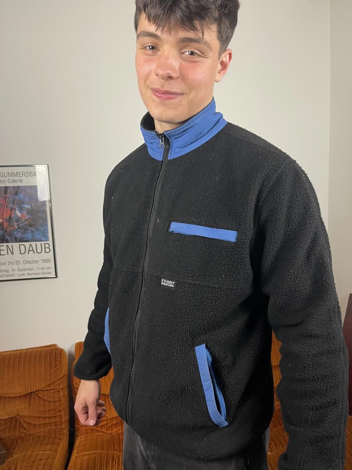 Stussy Stussy - Black and Blue Fleece Jacket Medium Size US M / EU 48-50 / 2 - 2 Thumbnail