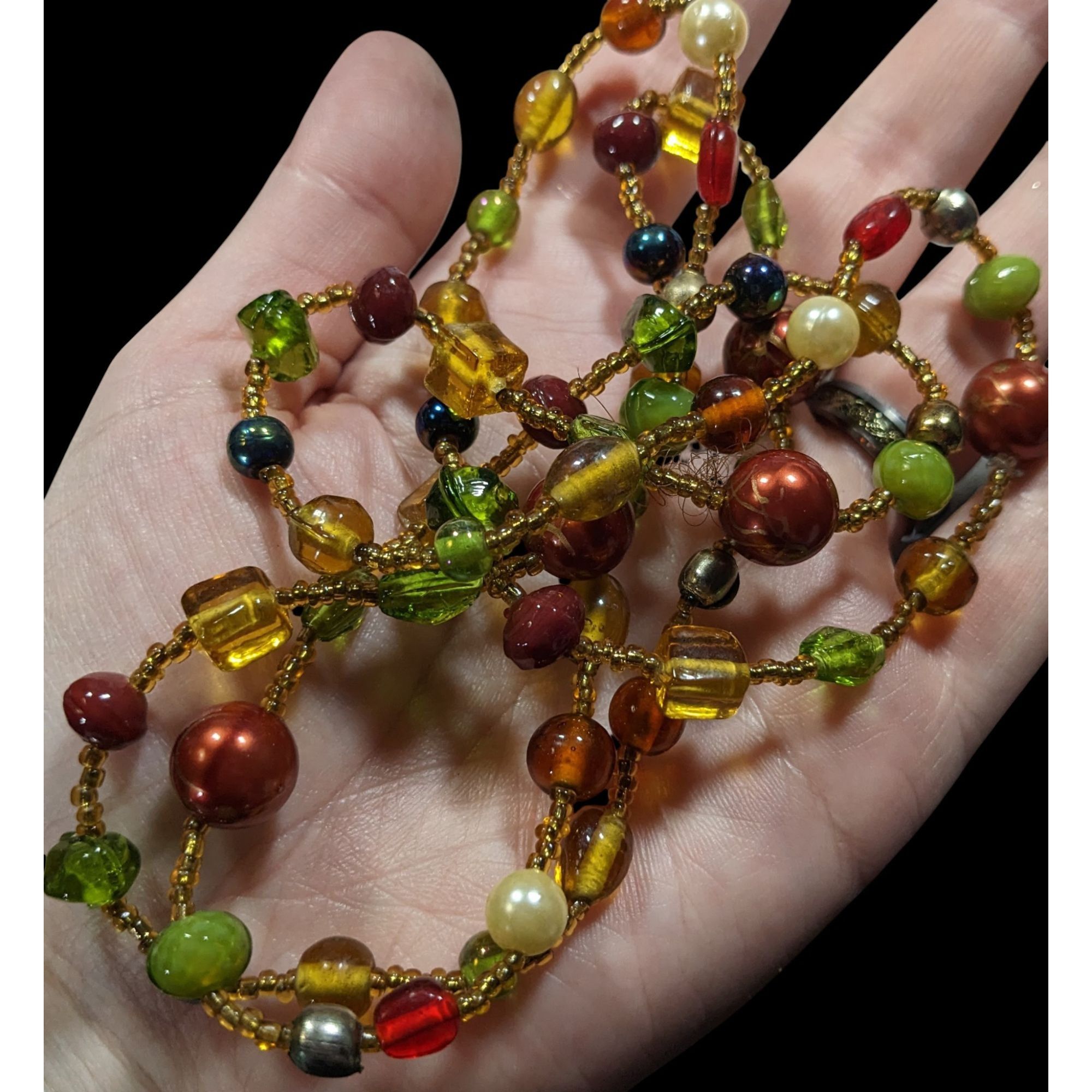 Handmade Vintage Handmade Earth Tone Glass Beaded Necklace Size ONE SIZE - 2 Thumbnail