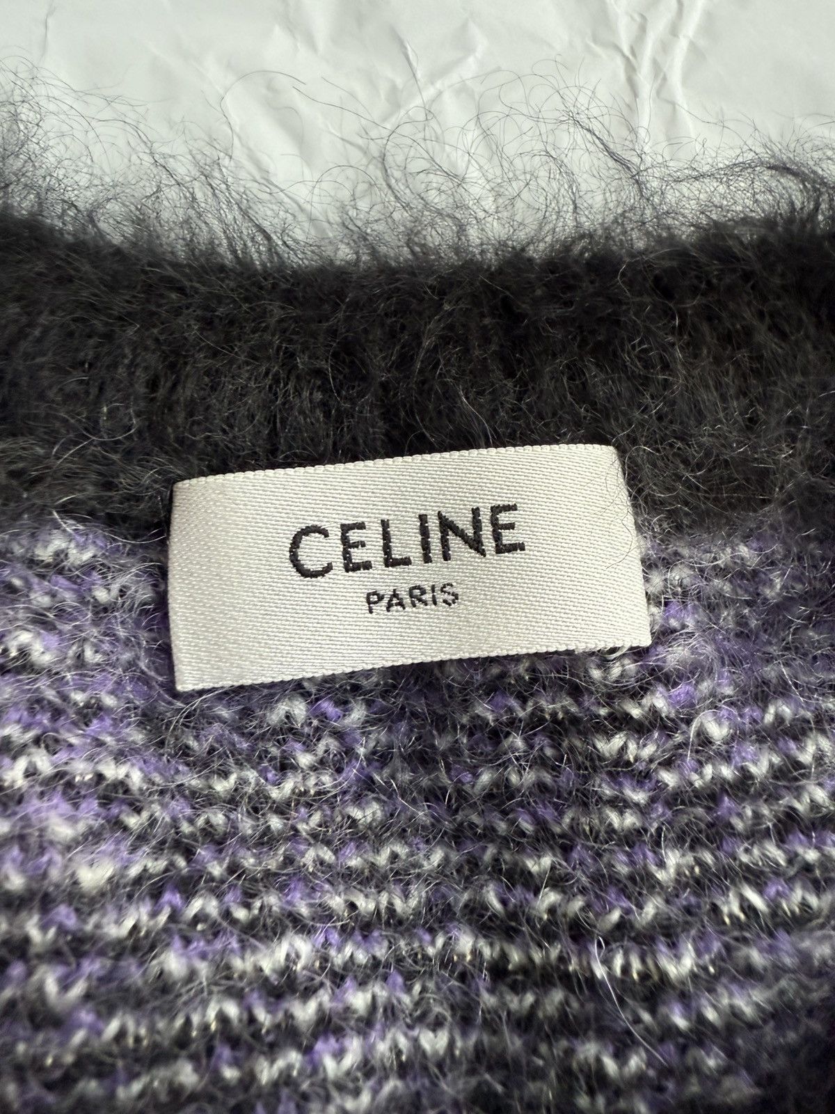 Celine $1.4k FW22 Celine argyle mohair blend fuzzy sweater L Hedi Size US L / EU 52-54 / 3 - 11 Thumbnail