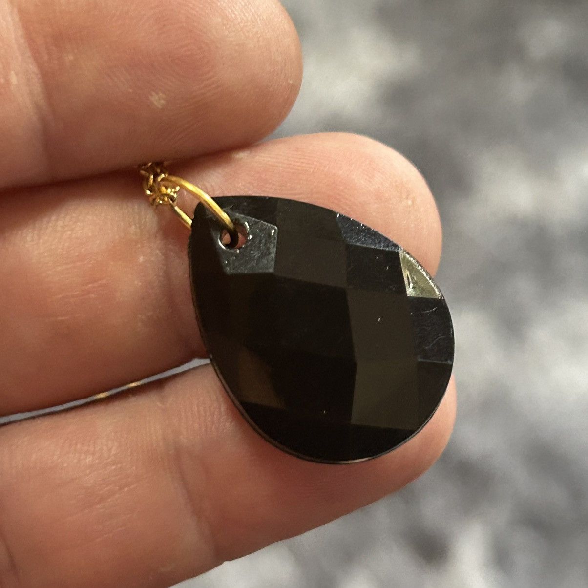 Handmade Handcrafted vintage faceted jet black raindrop necklace Size ONE SIZE - 6 Thumbnail