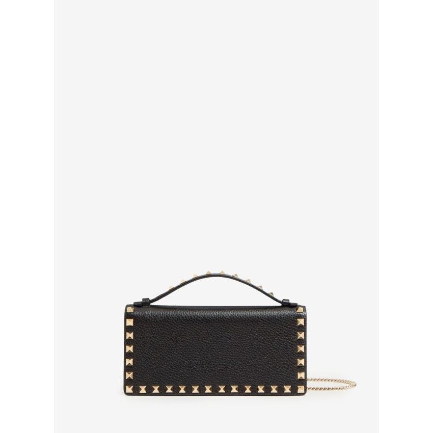 Valentino VALENTINO GARAVANI Rockstud Black Wallet On Chain New & Auth Size ONE SIZE - 4 Thumbnail