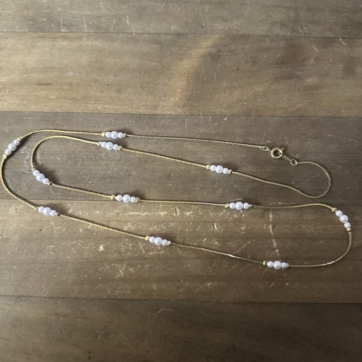 Vintage Vintage gold tone station pearl necklace Size ONE SIZE - 2 Thumbnail