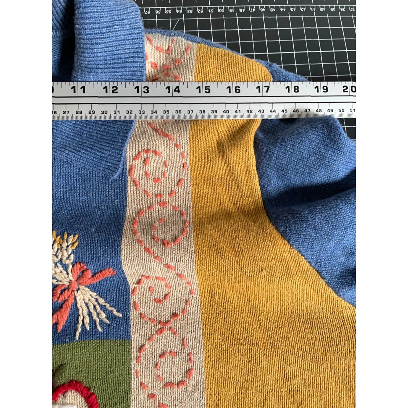 Vintage VINTAGE Willow Ridge Cardigan Women's 1X Blue Autumn Motif Embroidered Knit Sweater 90s Teacher Content: Casual Size XL / US 12-14 / IT 48-50 - 7 Thumbnail