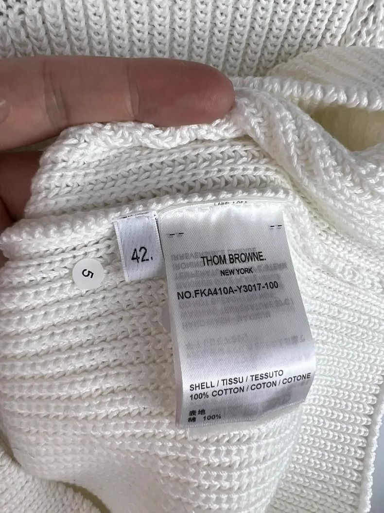 Thom Browne Thom Browne White crewneck knit sweater Size US XS / EU 42 / 0 - 7 Thumbnail