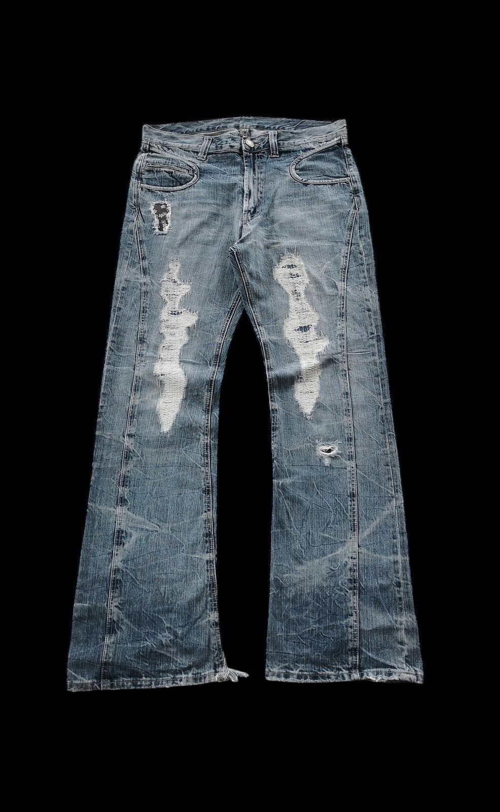 Flare Twisted Distressed Denim Jeans Style Tornado Mart