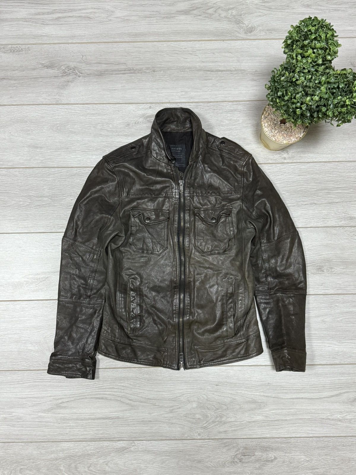 Allsaints Allsaints leather spitalfields vintage jacket biker Size US S / EU 44-46 / 1 - 1 Thumbnail