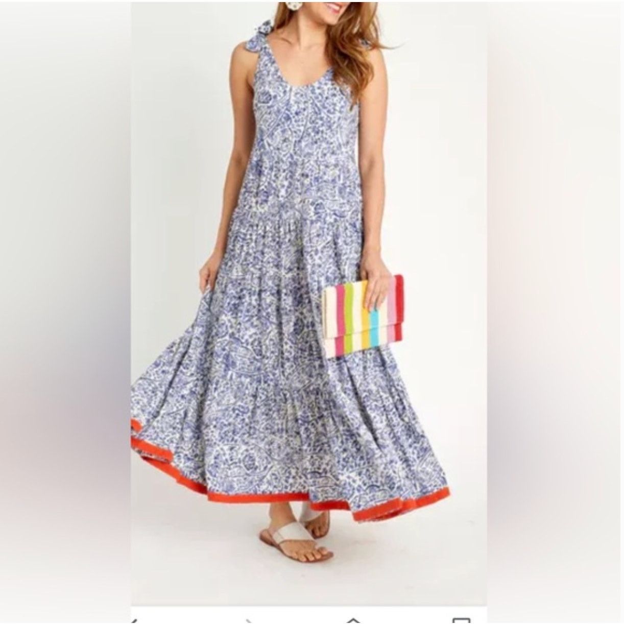 REVOLVE THML Vanna Maxi Dress Blue & Cream Women's Size Small Size S / US 4 / IT 40 - 4 Thumbnail