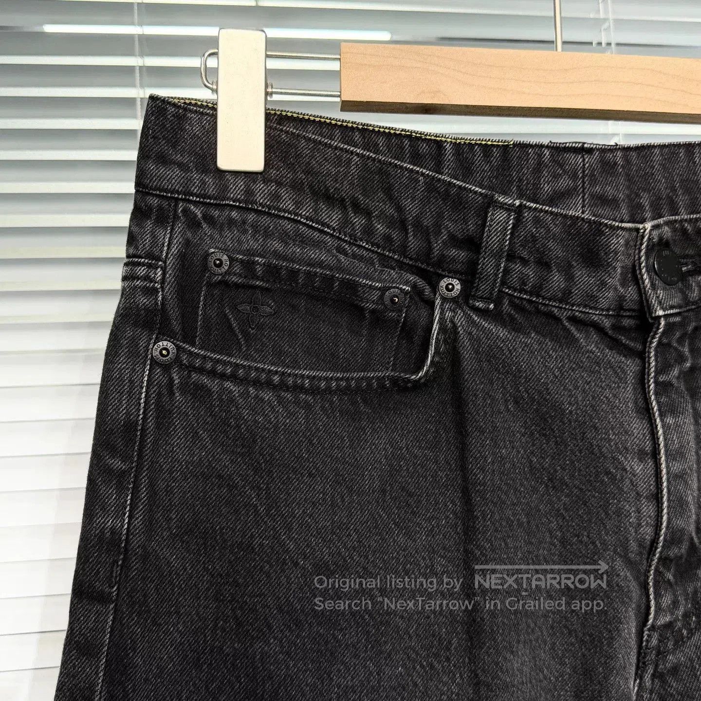 LVXWA lv black denim straight pants with logo. Size US 31 - 3 Thumbnail